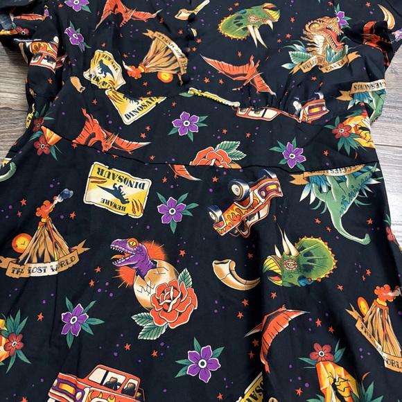 Dangerfield Jurassic Park Lost World Dinosaur Print Cotton Mini Dress Size 14 - Picture 3 of 9